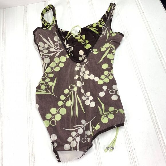 Fantasie Womens M Seville Underwire Bra One Piece Swimsuit Floral Brown Green - Picture 6 of 7